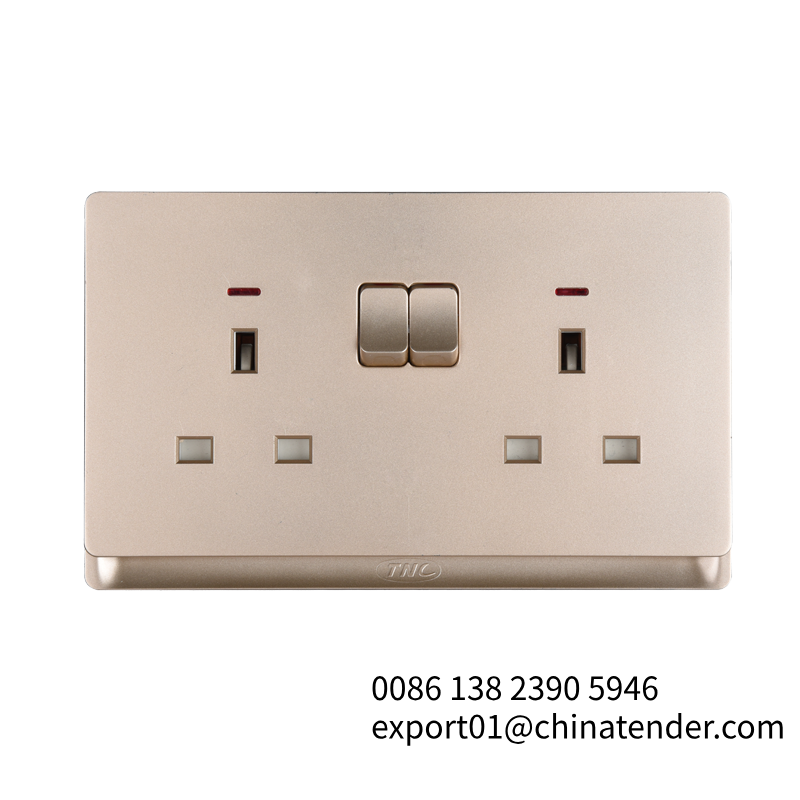 Import 2 gang 13A BS socket with DP switch and neon from chinese wholesale supplier and manufacturer