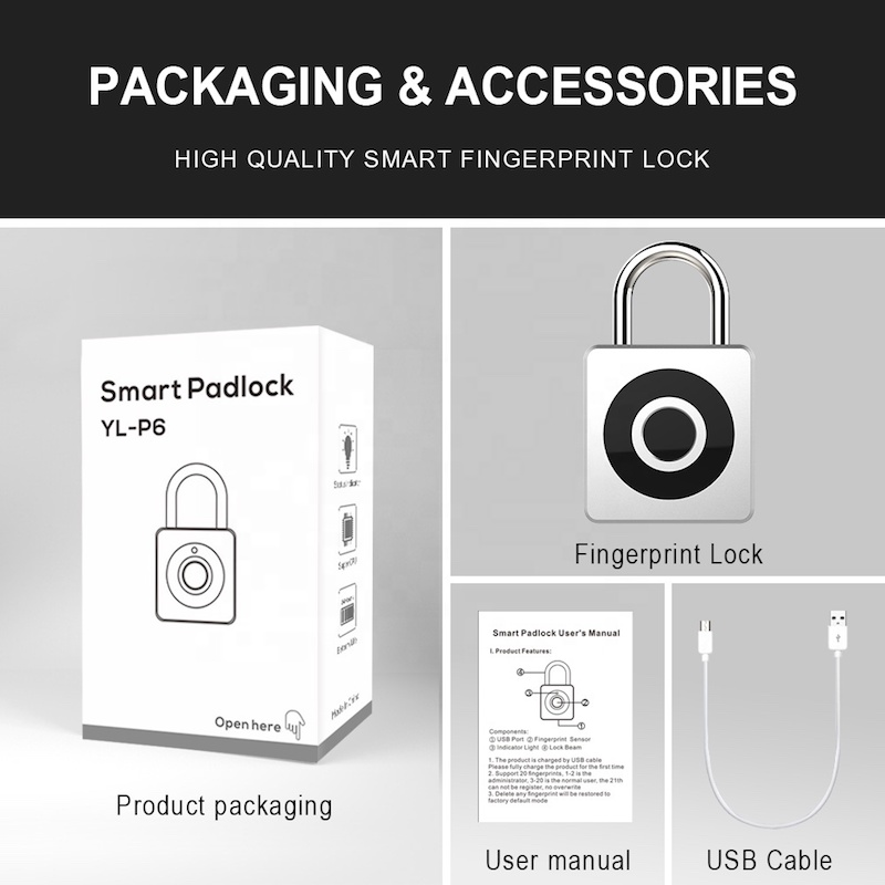 Import fingerprint padlock P6 from chinese wholesale supplier and manufacturer