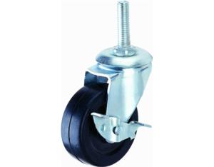 Import Small Rubber Caster with Threaded Stem Side Brake from chinese wholesale supplier and manufacturer