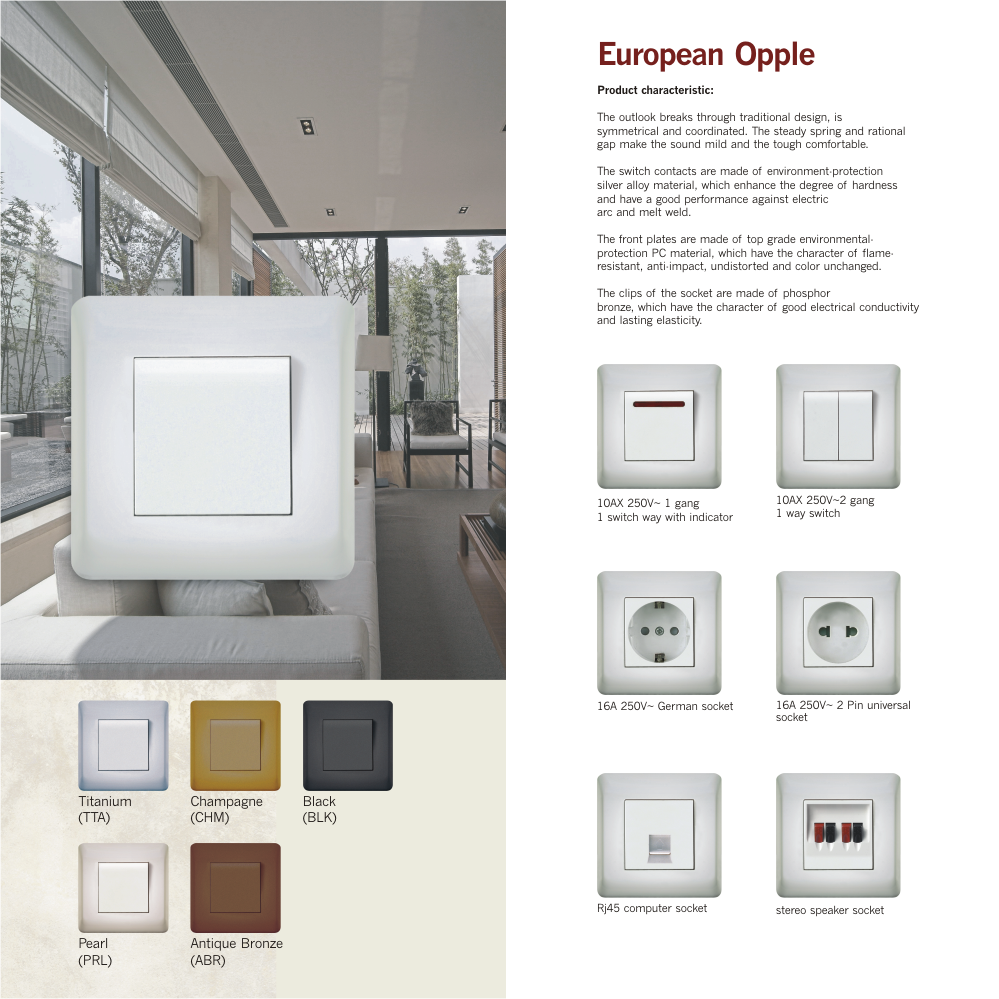 Import Opple European switch and socket from chinese wholesale supplier and manufacturer
