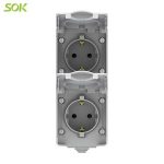 Import Double Schuko Power Outlet with Shutter Surface Mounted Vertical Type-Screw less Terminal from chinese wholesale supplier and manufacturer