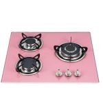 Import 3 burner pink color tempered glass built-in gas hob from chinese wholesale supplier and manufacturer